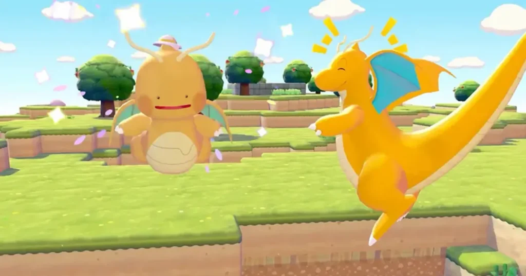 カイリューにへんしんする主人公