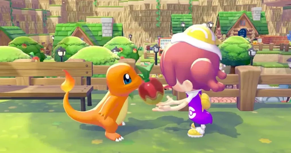 ヒトカゲにごはんを与える