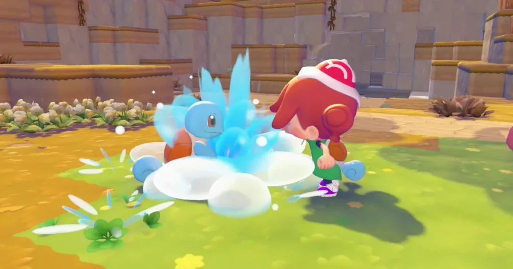 みずでっぽうを当てる