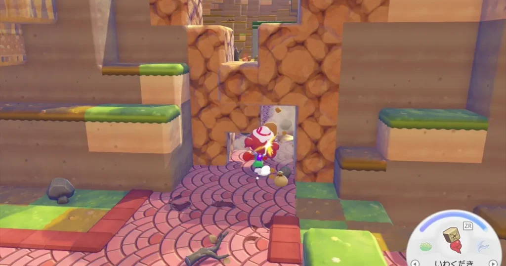 いわくだきでブロックを破壊する