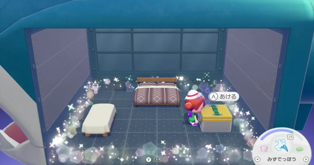サメハダーせんすいていの中に家具を3つ置く