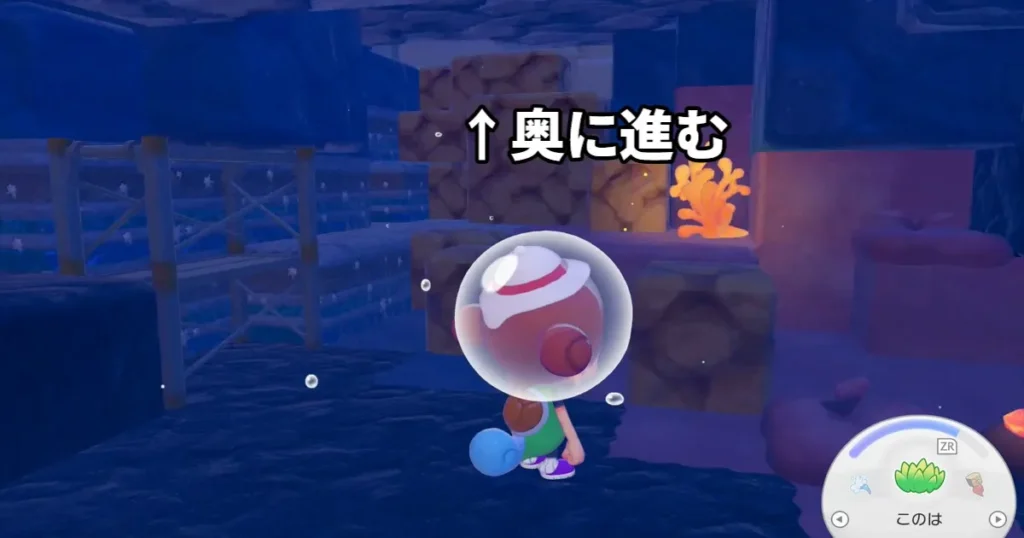 洞窟の奥に進む